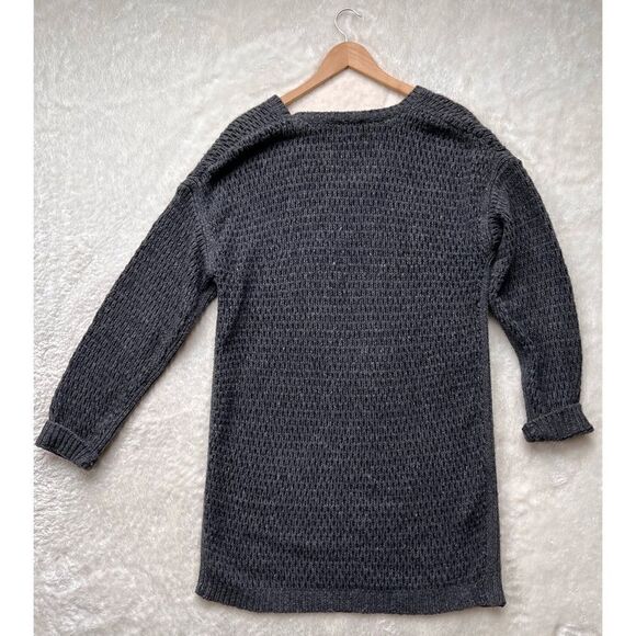 Theory Gray Avelina Airmix Wool Mohair Blend Open Knit Sweater Dress, Medium - Picture 12 of 16